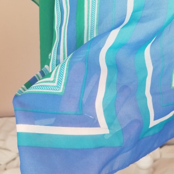 Talbots Blue & Green Sheer Tunic/Top - Picture 3 of 8